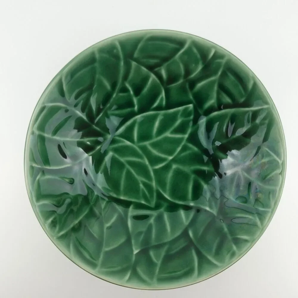 Pier 1 Stoneware Jade Leaves Bowl